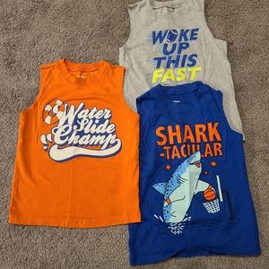 3- Carter's Toddler tank tops. Sz 5T. Orange, Gray and Blue
